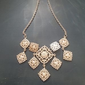 Rose Gold Medallion Statement Necklace